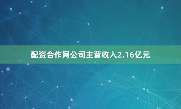 配资合作网公司主营收入2.16亿元
